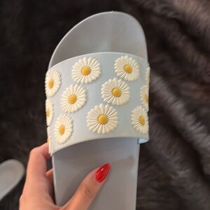 BAMBOO Gray and Yellow Floral Sandals